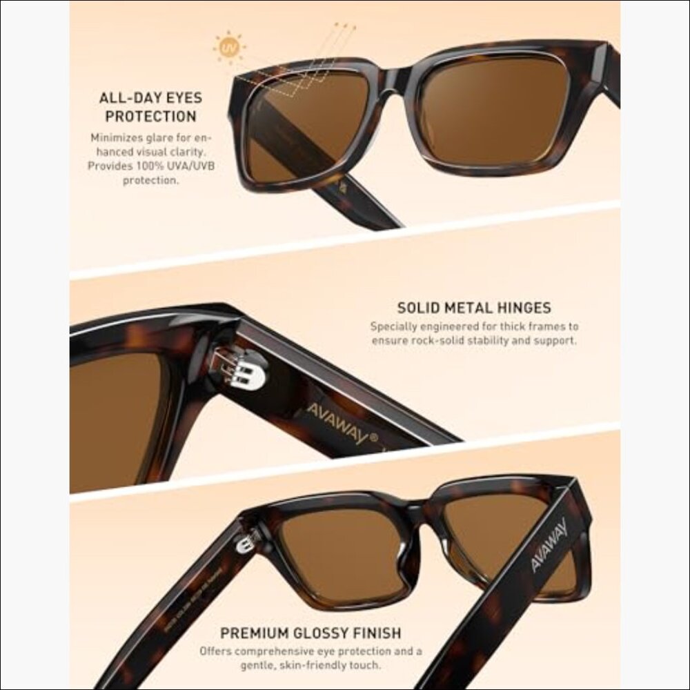Polarized Chunky Rectangle Sunglasses, Italian Ha… - image 5